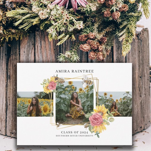 Modern inbjudan till 3 Photo Collage Studenten (Skapare uppladdad)