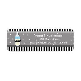 Modern inbjudan till Baby Shower Flaska & Mustache Returadress Etikett