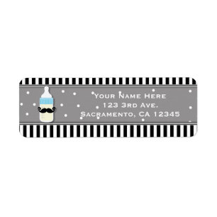 Modern inbjudan till Baby Shower Flaska & Mustache Returadress Etikett