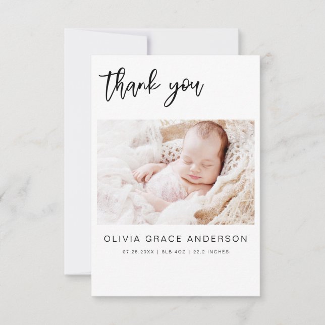Modern inbjudan till Baby Tack Photo Collage Moder (Framsida)
