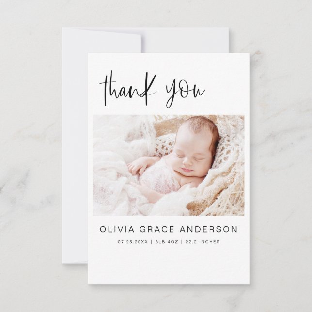 Modern inbjudan till Baby Tack Photo Collage Moder (Framsida)