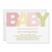 Modern inbjudan till babyskor - flicka