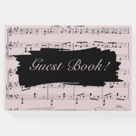 Modern inbjudan till Black and Rosa Music Wedding Gästböcker