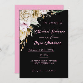 Modern inbjudan till Black & Rosa bröllop | Chic K