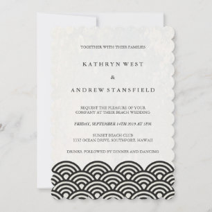 Modern inbjudan till Black+White Beach Wedding