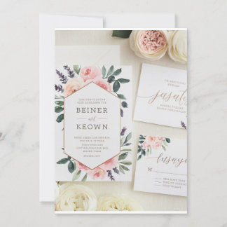 Modern inbjudan till botaniskt vattenfärgsbröllop