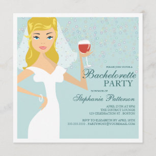 Modern inbjudan till Bride Vin Bachelorette Party