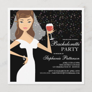 Modern inbjudan till Bride Vin Bachelorette Party