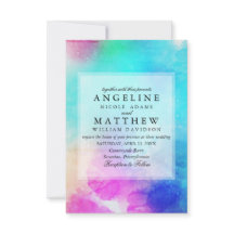 Modern inbjudan till bröllopsbjudande i Löv om vat