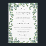 Modern inbjudan till bröllopsinbjudan för eukalypt<br><div class="desc">Modern minimalistisk grönt,  vattenfärgen eukalyptus vine ram,  bröllopsinbjudan. Söt silver-dollar-eukalyptus löv med motsvarande mönster-stöd. Inbjudningsmallen innehåller många linjer för anpassningsbarna.</div>
