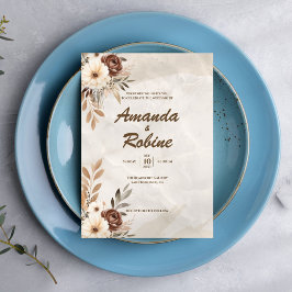 Modern inbjudan till bröllopsinbjudan till Blommig