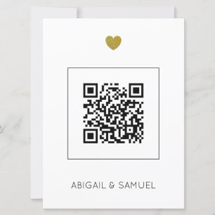 Modern inbjudan till budgetbröllop med QR-kod