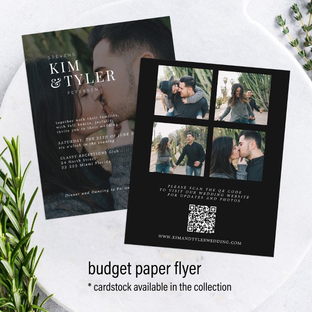Modern inbjudan till budgetfotot QR-kodbröllop Flygblad (Skapare uppladdad)