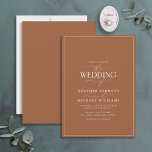Modern inbjudan till Calligraphy Calligraphy bröll<br><div class="desc">Trendig, elegant och modern, denna enkla, minimalistiska terracotta och vita typografi i bröllop har "Bröllop i" i modern kalligrafi och seriftext som det viktigaste designdraget och bygger på vår mest högklassiga möhippa inbjudan. Kortets baksida har terracotta struktur. Kontaktdesigner för matchande produkter. Tack så mycket för att ni stöder vårt småföretag....</div>
