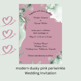Modern inbjudan till dusky rosa periwinkle Wedding