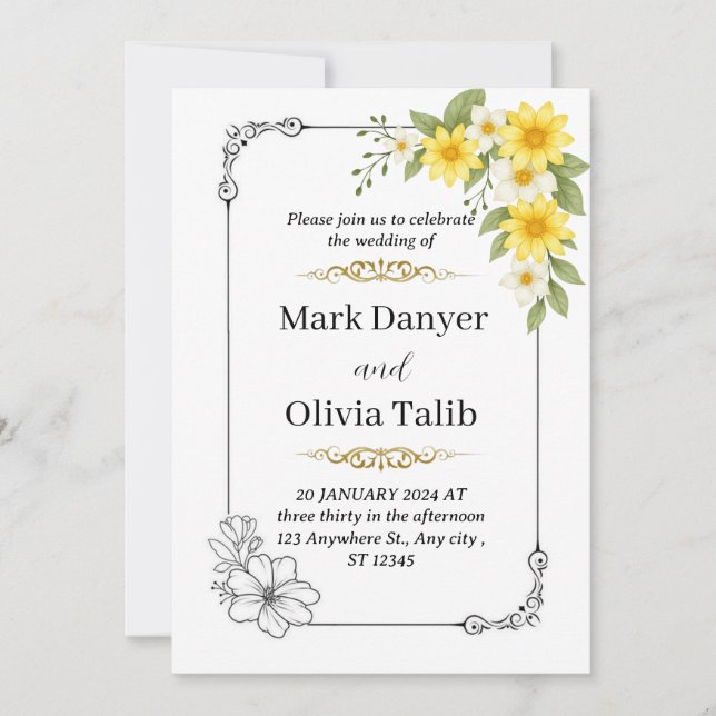 Modern inbjudan till elegant - enkel (Framsida)