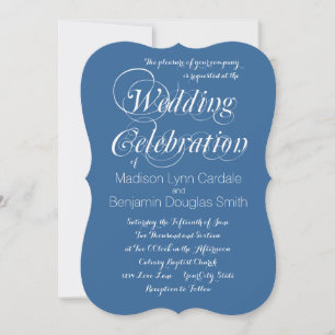 Modern inbjudan till Elegant Trendig Blue Wedding