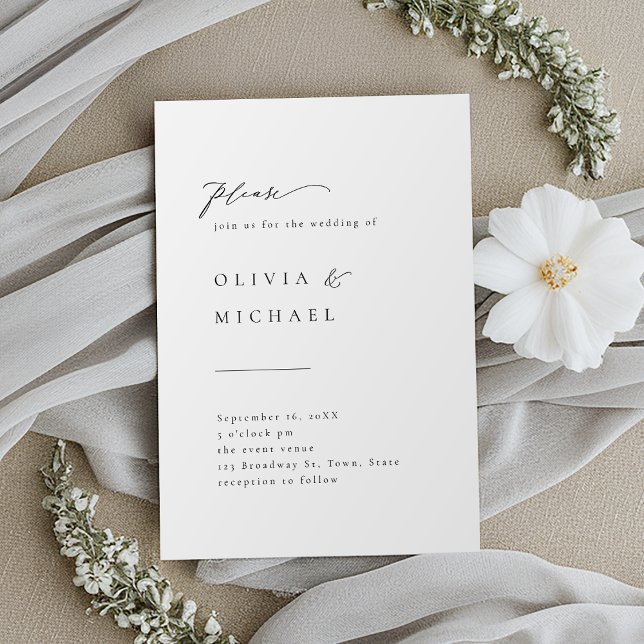 Modern inbjudan till Elegant Typography Modern Brö (Simply Elegant Typography Modern Wedding Invitatio Invitation)