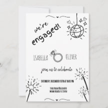 Modern inbjudan till Förlovningsfest i Hand plocka