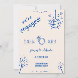 Modern inbjudan till Förlovningsfesten Blue Hand p