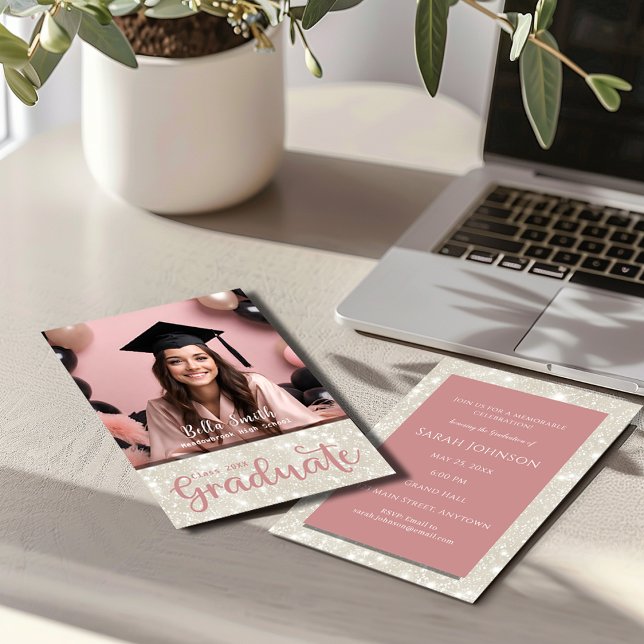 Modern inbjudan till foto Studenten i Glitter (Skapare uppladdad)