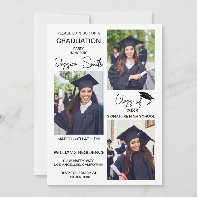 Modern inbjudan till foto Studenten i Många (Framsida)