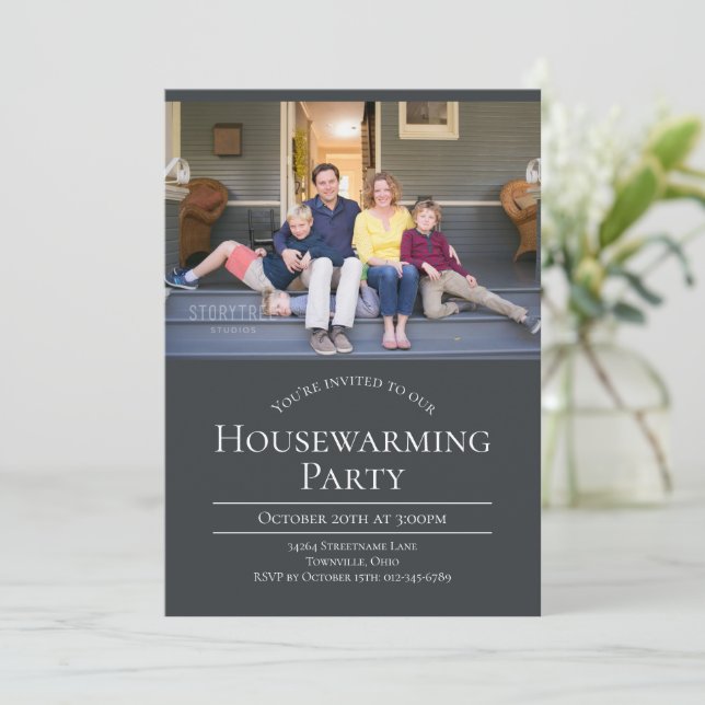 Modern inbjudan till fotokol-Grått-uppvärmning (Stående Fram)