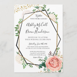 Modern inbjudan till Geometric Wedding i Guld och