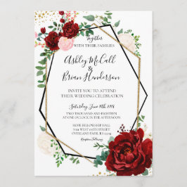 Modern inbjudan till Geometric Wedding i Guld och