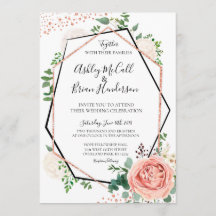 Modern inbjudan till Geometric Wedding Ro i Guld