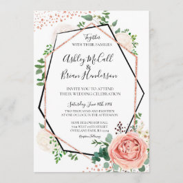 Modern inbjudan till Geometric Wedding Ro i Guld
