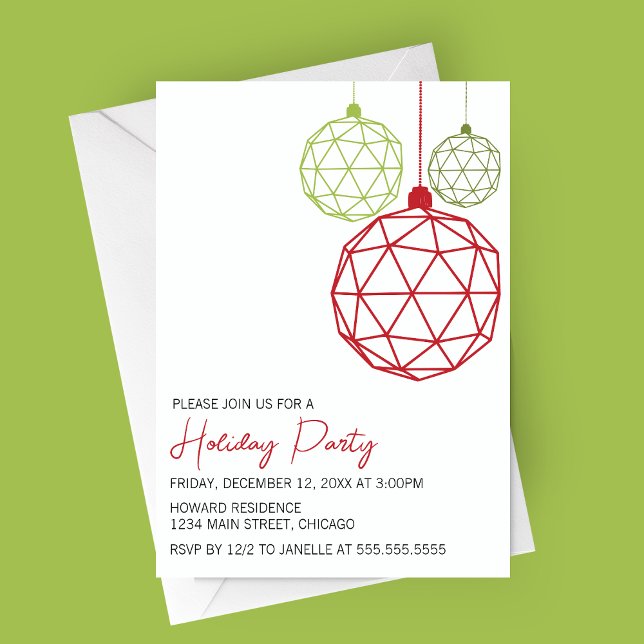 Modern inbjudan till geometrisk Julfest för prydna (Modern Geometric Ornament Holiday Party Invitation | Christmas Party Invitation)