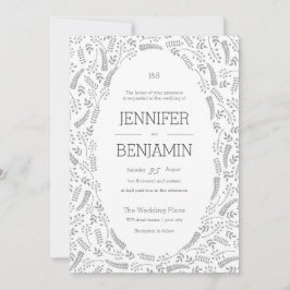 Modern inbjudan till Grått Foliage Wedding