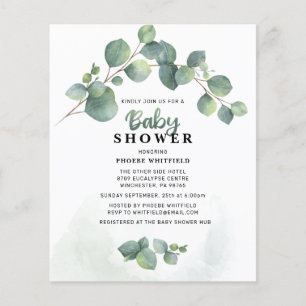 Modern inbjudan till Greenery Baby Shower för vatt