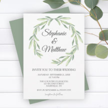 Modern inbjudan till Greenery Wedding i vattenfärg
