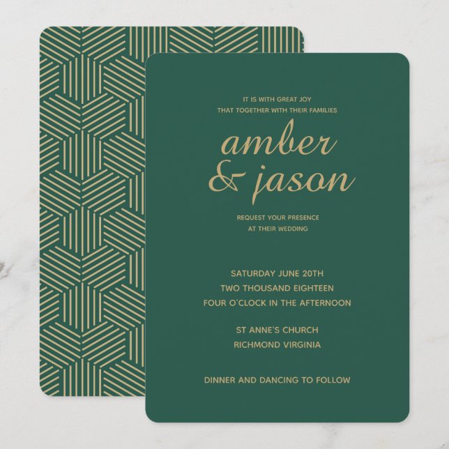 Modern inbjudan till Grönt och Guld (Fram/baksida)