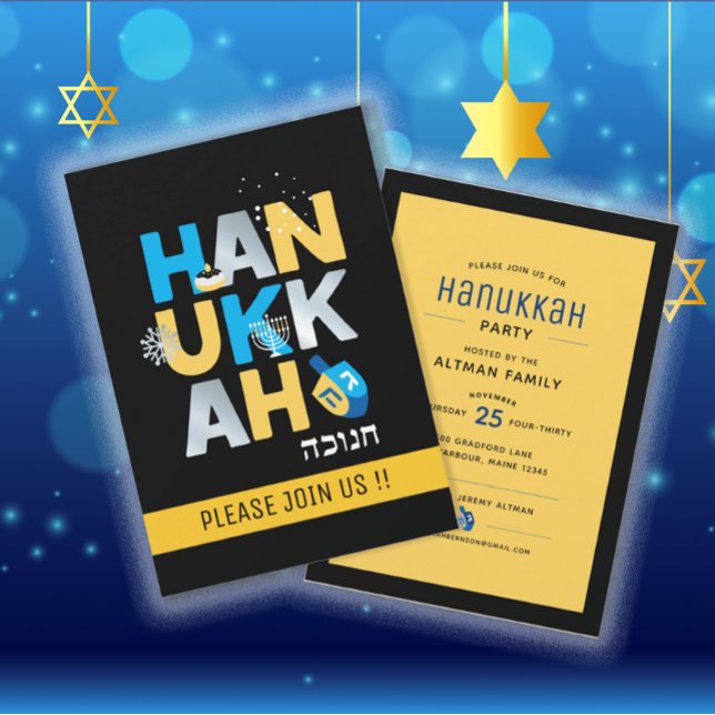 Modern inbjudan till Hanukkah-partiet (Skapare uppladdad)