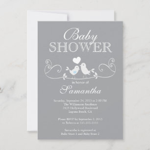 Modern inbjudan till Love birds Boys Baby Shower
