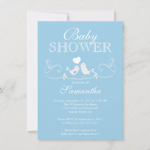 Modern inbjudan till Love birds Boys Baby Shower