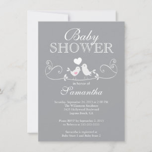 Modern inbjudan till Love birds Girls Baby Shower