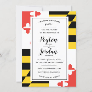Modern inbjudan till Maryland Flagga bröllop
