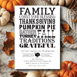 Modern inbjudan till minimal Thanksgiving