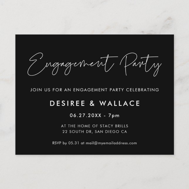 Modern inbjudan till minsta förlovningsfest (Framsida)