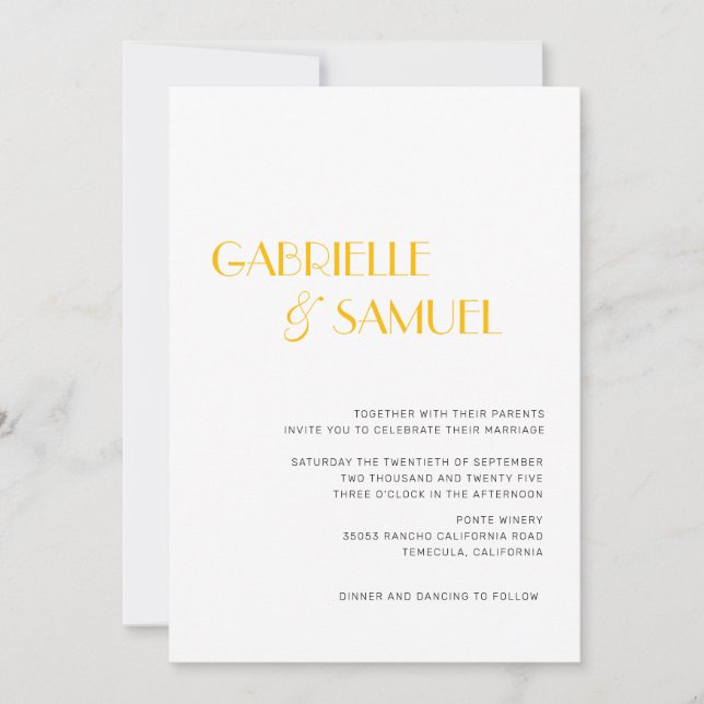 Modern inbjudan till Modern minimalt bröllop till  (Framsida)