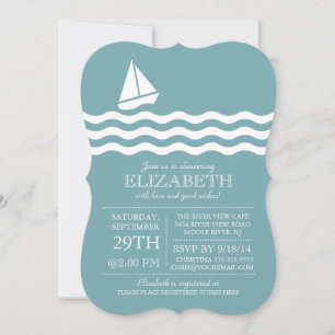 Modern inbjudan till Nautical Baby Shower för sege