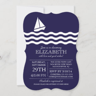 Modern inbjudan till Nautical Baby Shower för sege