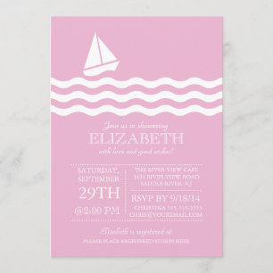 Modern inbjudan till Nautical Baby Shower för sege
