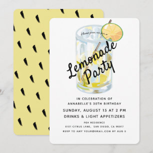 Modern inbjudan till partiet White & Gult Lemonade