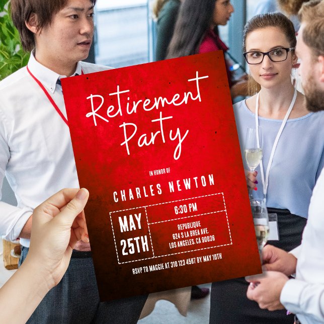 Modern inbjudan till pensionsfest | Röd gradient (Skapare uppladdad)
