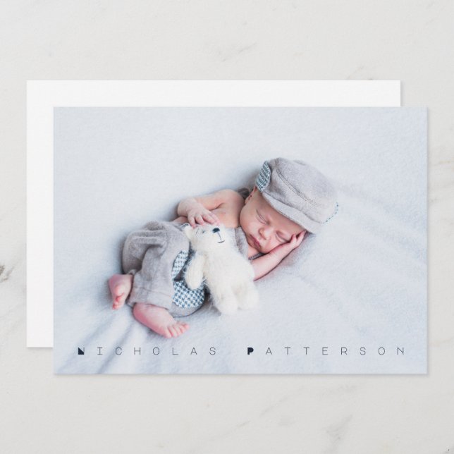 Modern inbjudan till Photo Baptism Party (Fram/baksida)